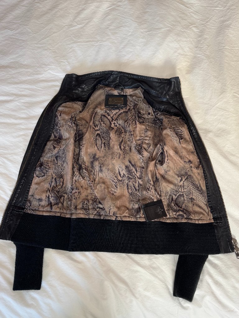 Vintage Mackage X Aritzia Black Leather Moto Bomber Jacket Xxs — image 8 of 8